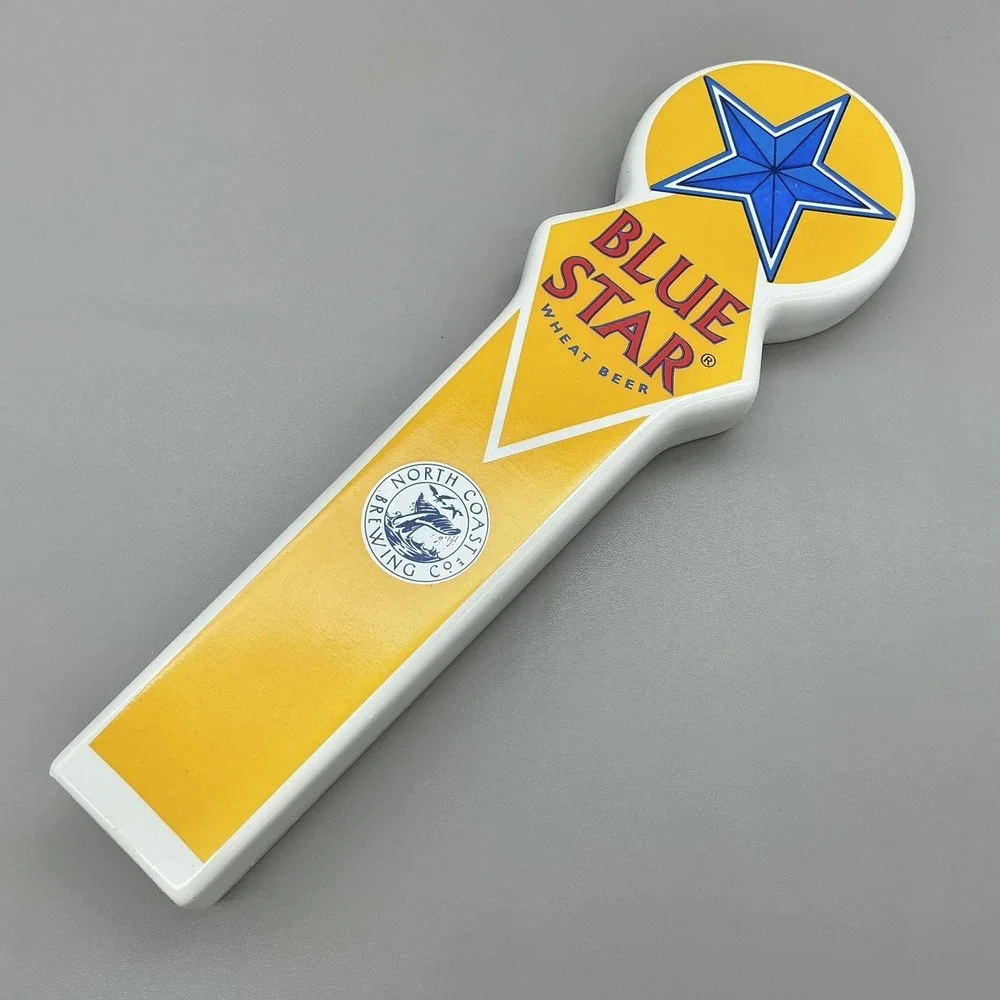 North Coast Brewing Blue Star Wheat Beer Tap Handle Yellow Bar Pub Decor